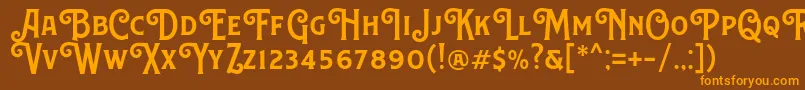 フォントCanistedemoSemibold – オレンジ色の文字が茶色の背景にあります。