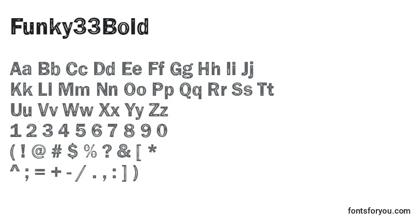 Schriftart Funky33Bold – Alphabet, Zahlen, spezielle Symbole