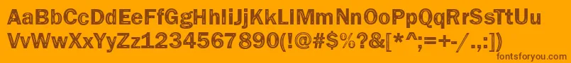 Funky33Bold-Schriftart – Braune Schriften auf orangefarbenem Hintergrund