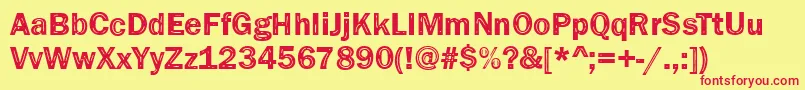 Funky33Bold Font – Red Fonts on Yellow Background