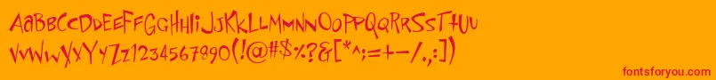 Lisätietoja Pfflyingsaucer-fontista Pfflyingsaucer-fontti – punaiset fontit oranssilla taustalla