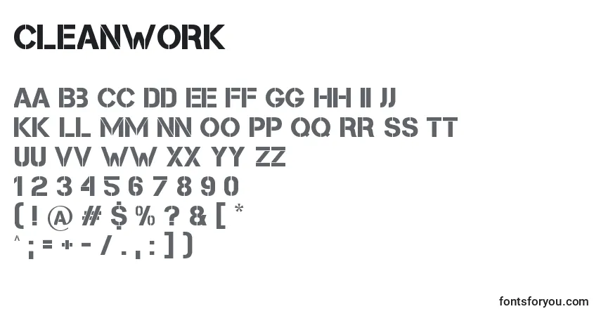 Шрифт Cleanwork – алфавит, цифры, специальные символы