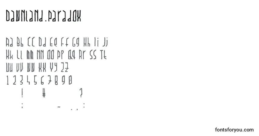 Czcionka Dawnland.Paradox (112483) – alfabet, cyfry, specjalne znaki