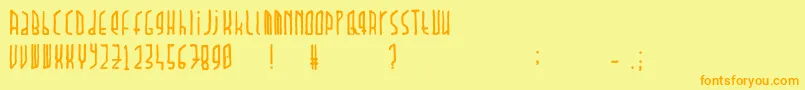フォントDawnland.Paradox – オレンジの文字が黄色の背景にあります。