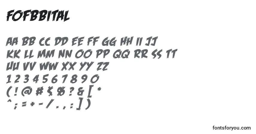 A fonte FofbbItal (112484) – alfabeto, números, caracteres especiais