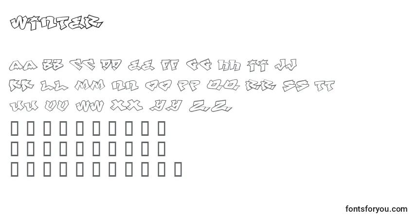 Czcionka Winter – alfabet, cyfry, specjalne znaki