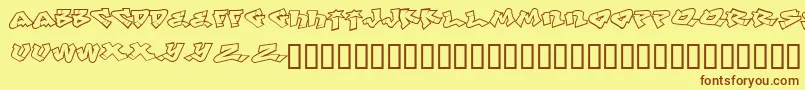 フォントWinter – 茶色の文字が黄色の背景にあります。