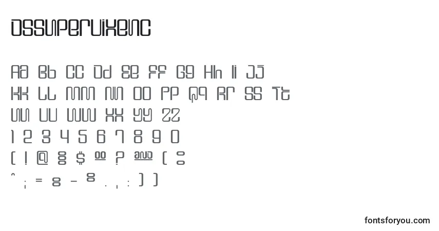 A fonte Dssupervixenc – alfabeto, números, caracteres especiais