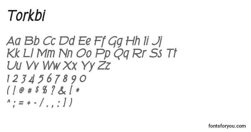 Schriftart Torkbi – Alphabet, Zahlen, spezielle Symbole