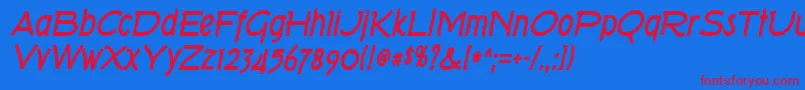 Torkbi-Schriftart – Rote Schriften auf blauem Hintergrund