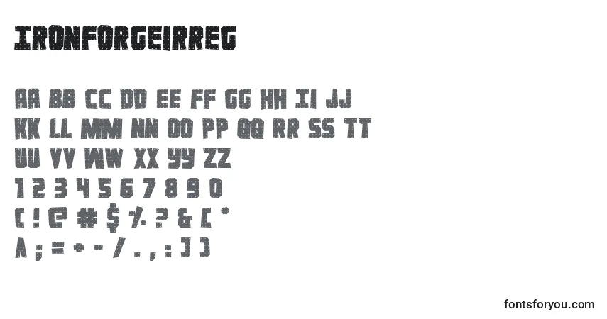 Ironforgeirreg-fontti – aakkoset, numerot, erikoismerkit