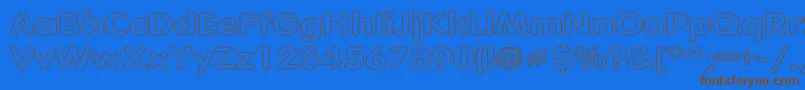 TubularHollowWd-Schriftart – Braune Schriften auf blauem Hintergrund