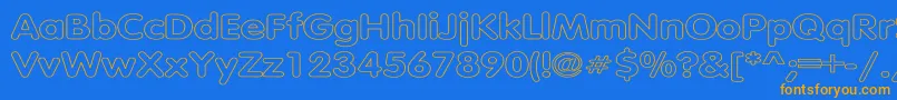フォントTubularHollowWd – オレンジ色の文字が青い背景にあります。