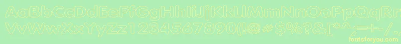 TubularHollowWd Font – Yellow Fonts on Green Background