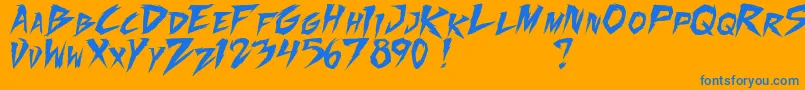 FightingSpiritTbs-Schriftart – Blaue Schriften auf orangefarbenem Hintergrund