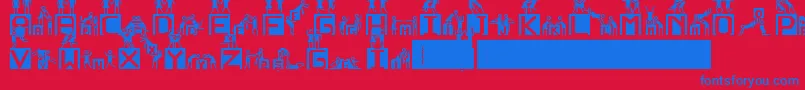 NedenOlmasn-Schriftart – Blaue Schriften auf rotem Hintergrund