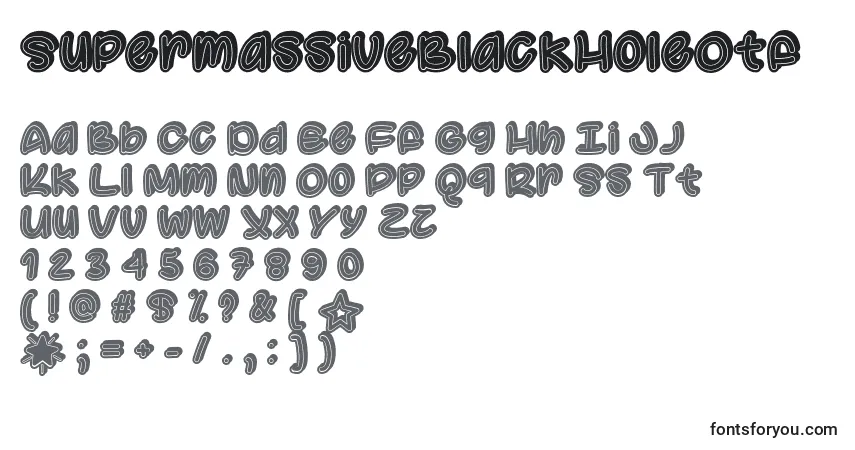 Czcionka SupermassiveBlackHoleOtf – alfabet, cyfry, specjalne znaki