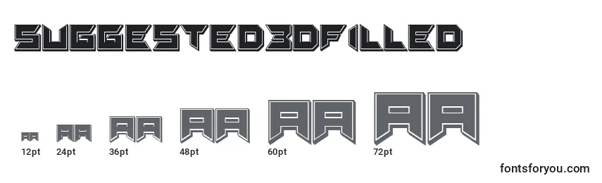 Suggested3Dfilled Font Sizes