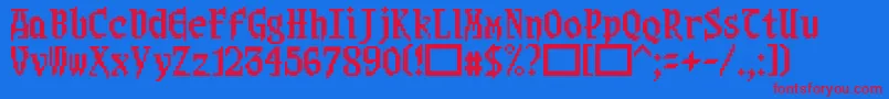 Sangoku4 Font – Red Fonts on Blue Background