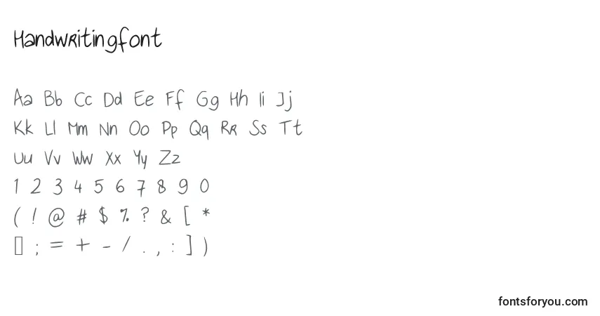 Czcionka Handwritingfont – alfabet, cyfry, specjalne znaki