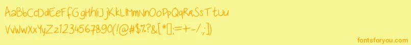 Handwritingfont-Schriftart – Orangefarbene Schriften auf gelbem Hintergrund