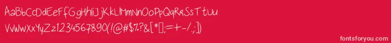 Handwritingfont Font – Pink Fonts on Red Background