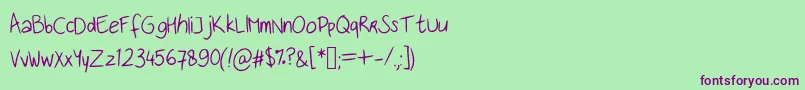 Handwritingfont Font – Purple Fonts on Green Background