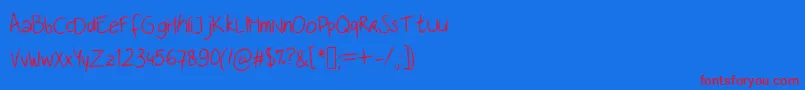 Handwritingfont Font – Red Fonts on Blue Background