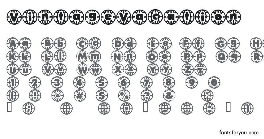 Schriftart VintageVacation – Alphabet, Zahlen, spezielle Symbole