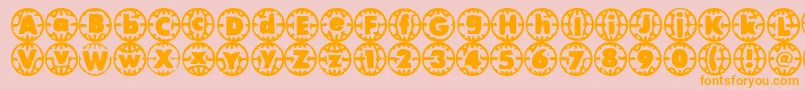 VintageVacation-fontti – oranssit fontit vaaleanpunaisella taustalla