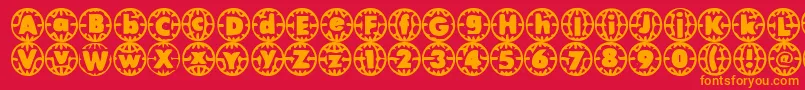 フォントVintageVacation – 赤い背景にオレンジの文字