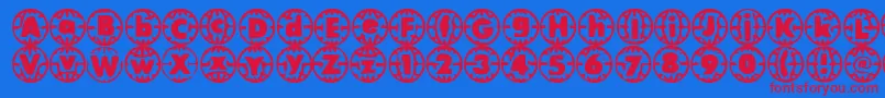 VintageVacation Font – Red Fonts on Blue Background