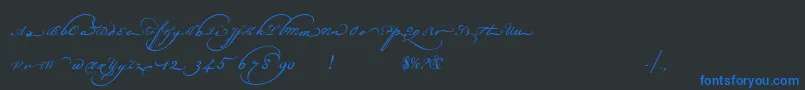 Champignonaltswash-Schriftart – Blaue Schriften auf schwarzem Hintergrund
