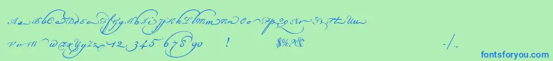 フォントChampignonaltswash – 青い文字は緑の背景です。