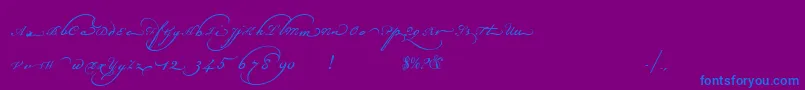 Champignonaltswash-Schriftart – Blaue Schriften auf violettem Hintergrund
