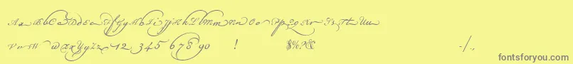 フォントChampignonaltswash – 黄色の背景に灰色の文字