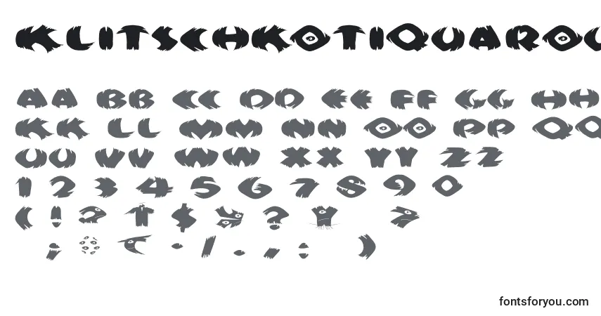 Czcionka Klitschkotiquaround – alfabet, cyfry, specjalne znaki