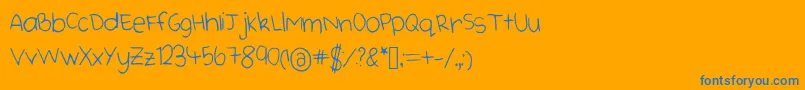 Cutehandwriting Font – Blue Fonts on Orange Background