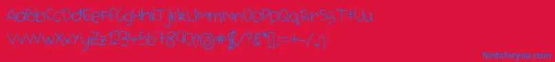 Cutehandwriting-Schriftart – Blaue Schriften auf rotem Hintergrund