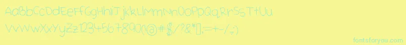Czcionka Cutehandwriting – zielone czcionki na żółtym tle