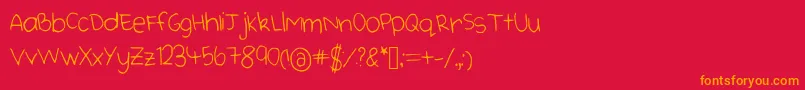 Cutehandwriting Font – Orange Fonts on Red Background