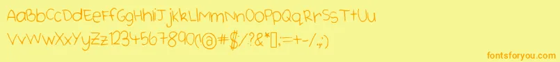Więcej informacji o czcionce Cutehandwriting Czcionka Cutehandwriting – pomarańczowe czcionki na żółtym tle