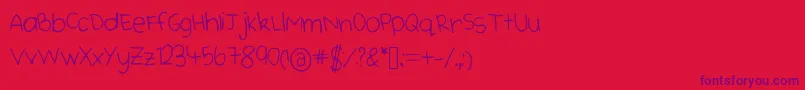 Czcionka Cutehandwriting – fioletowe czcionki na czerwonym tle