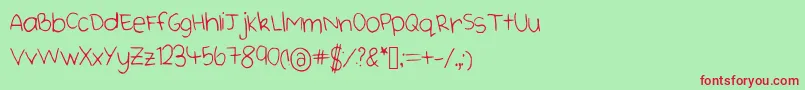 Cutehandwriting Font – Red Fonts on Green Background