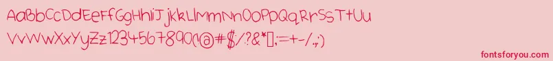 フォントCutehandwriting – ピンクの背景に赤い文字