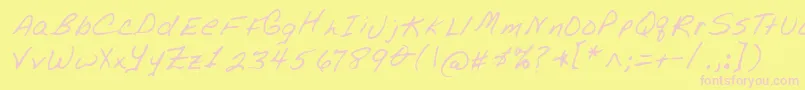 Lehn076 Font – Pink Fonts on Yellow Background