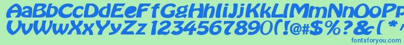 フォントBataviaBold – 青い文字は緑の背景です。