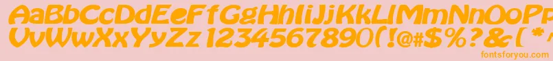 BataviaBold-Schriftart – Orangefarbene Schriften auf rosa Hintergrund