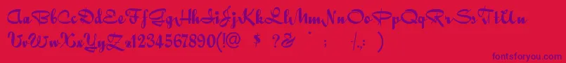 Quigleyw-Schriftart – Violette Schriften auf rotem Hintergrund