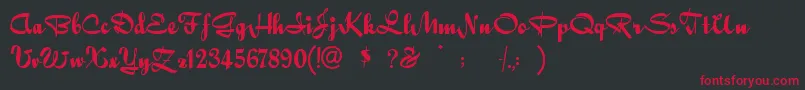 Quigleyw-Schriftart – Rote Schriften auf schwarzem Hintergrund